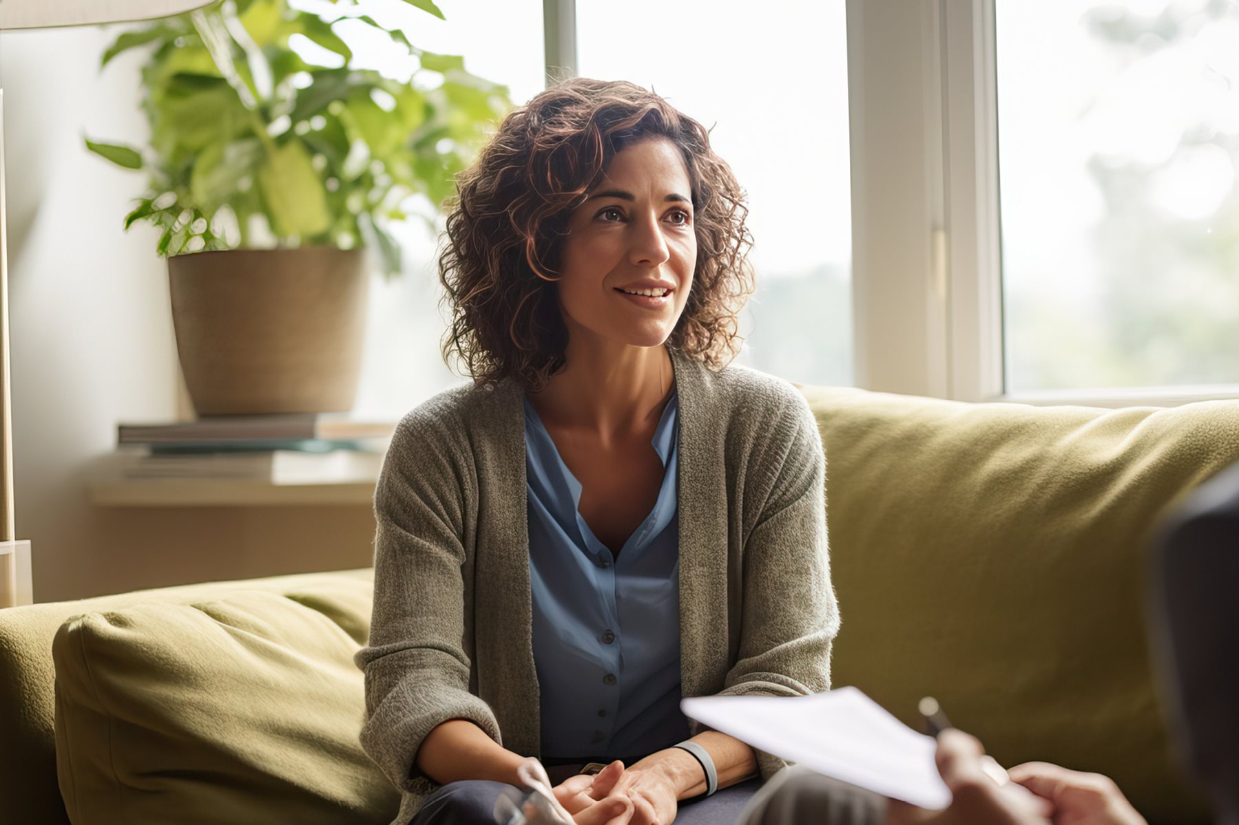 three people and a handshake
